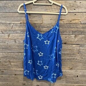Torrid Ava Women's Blue Size 3 Cami V Neck‎ Stretch Challis Star Print